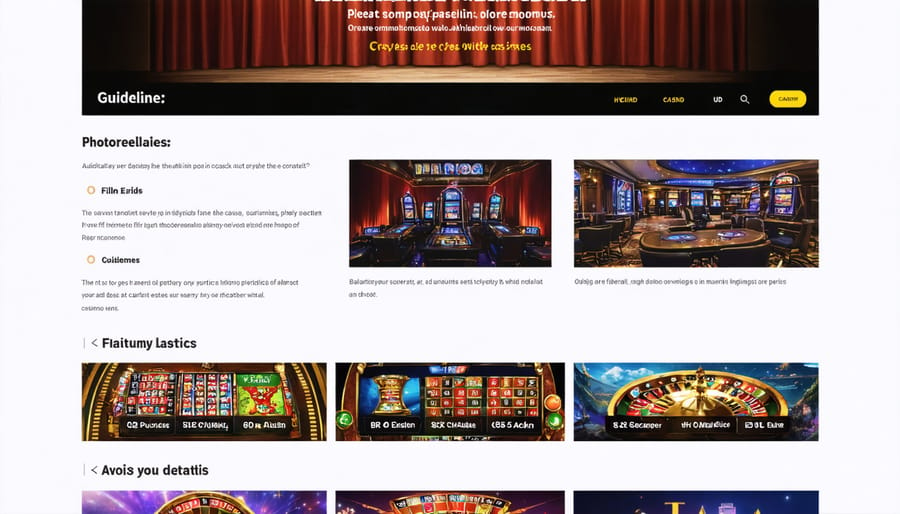 Online casino homepage featuring cinematic-inspired design elements