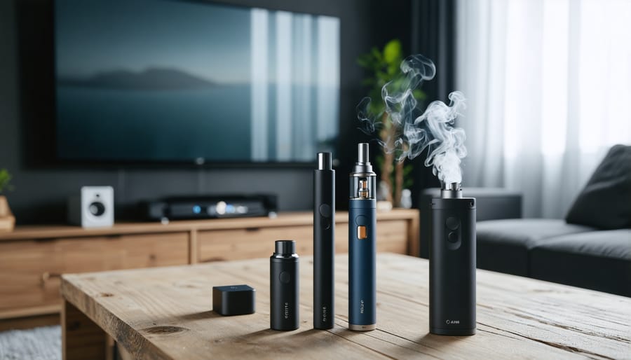 Home theater setup featuring vaping devices